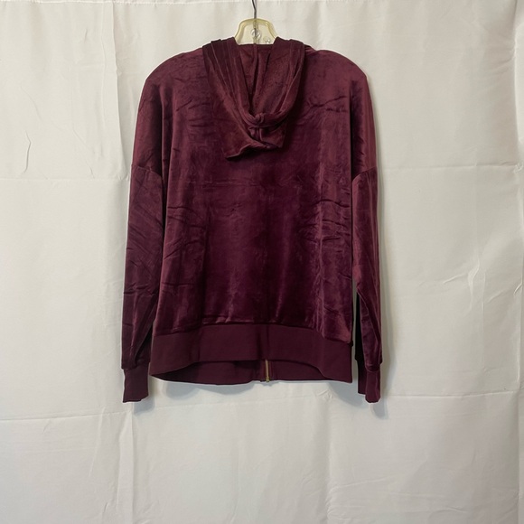 Black Bow Luxurious Velvet Hoodie Burgundy Women’s Extra Large - Picture 5 of 6